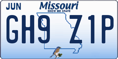 MO license plate GH9Z1P