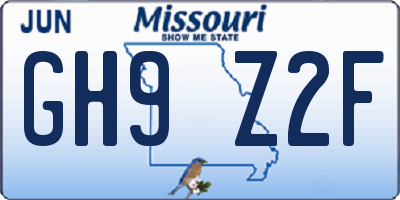 MO license plate GH9Z2F
