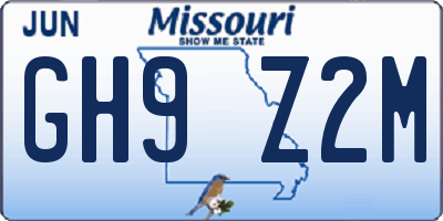 MO license plate GH9Z2M