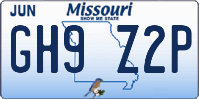 MO license plate GH9Z2P