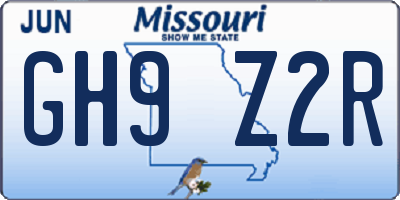 MO license plate GH9Z2R