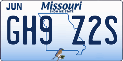MO license plate GH9Z2S