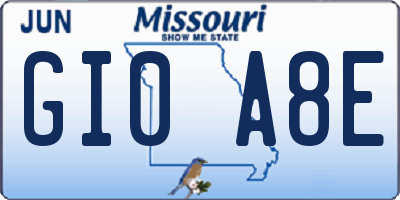 MO license plate GI0A8E