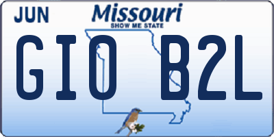 MO license plate GI0B2L