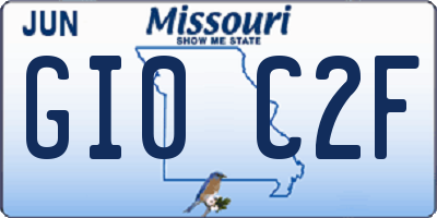 MO license plate GI0C2F