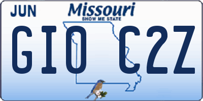 MO license plate GI0C2Z
