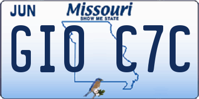 MO license plate GI0C7C