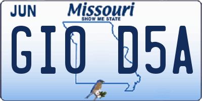 MO license plate GI0D5A