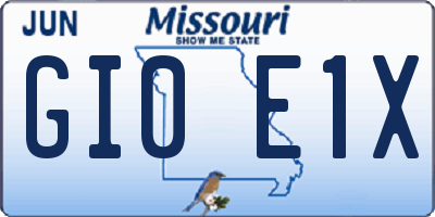 MO license plate GI0E1X