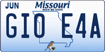 MO license plate GI0E4A