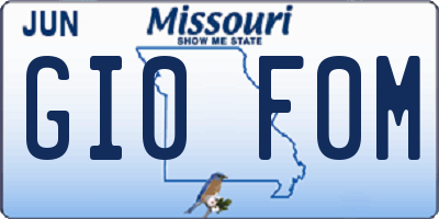 MO license plate GI0F0M