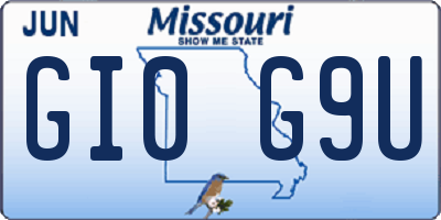 MO license plate GI0G9U
