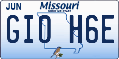 MO license plate GI0H6E