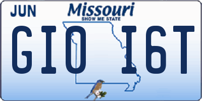 MO license plate GI0I6T