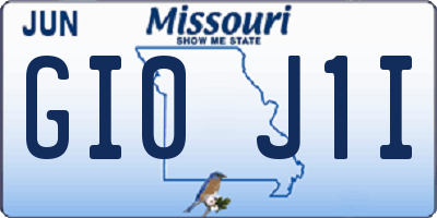 MO license plate GI0J1I