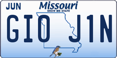 MO license plate GI0J1N