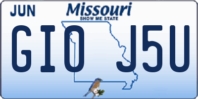 MO license plate GI0J5U