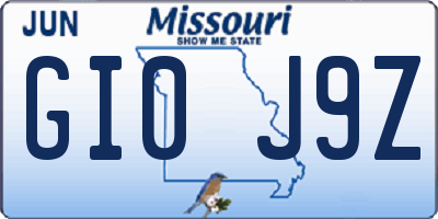 MO license plate GI0J9Z