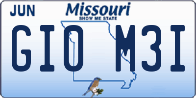 MO license plate GI0M3I