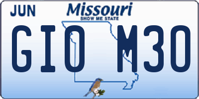 MO license plate GI0M3O