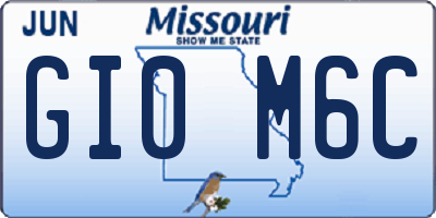 MO license plate GI0M6C