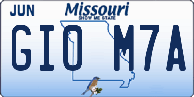 MO license plate GI0M7A