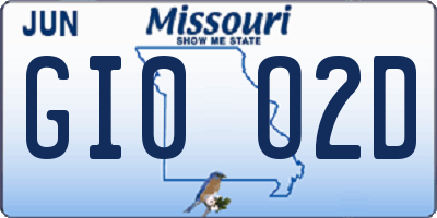MO license plate GI0O2D