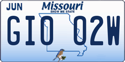 MO license plate GI0O2W