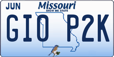 MO license plate GI0P2K