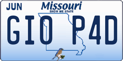 MO license plate GI0P4D