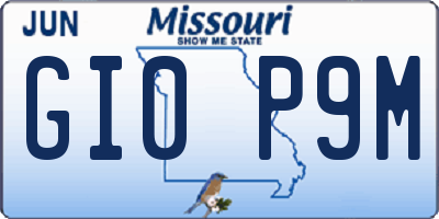 MO license plate GI0P9M