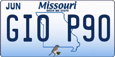 MO license plate GI0P9O