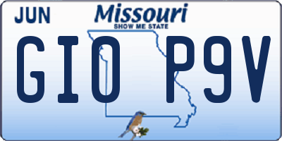 MO license plate GI0P9V