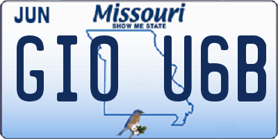 MO license plate GI0U6B