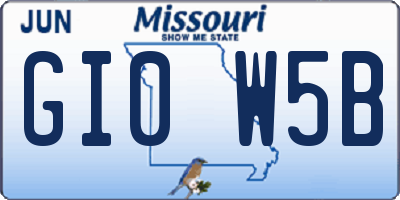 MO license plate GI0W5B