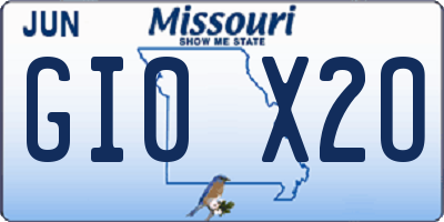 MO license plate GI0X2O