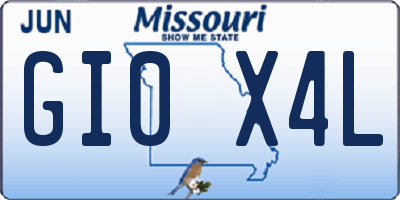 MO license plate GI0X4L