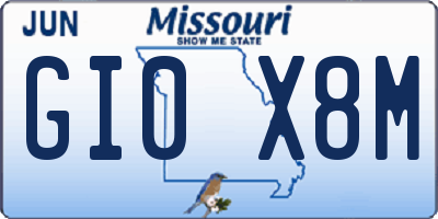 MO license plate GI0X8M
