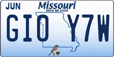 MO license plate GI0Y7W