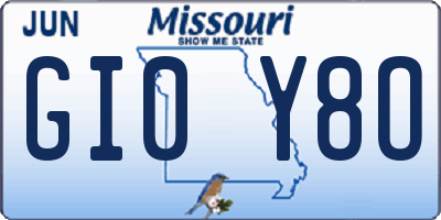 MO license plate GI0Y8O