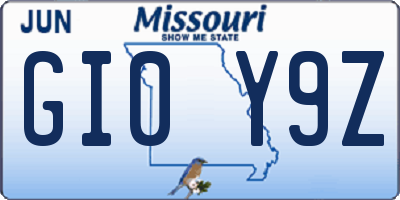 MO license plate GI0Y9Z