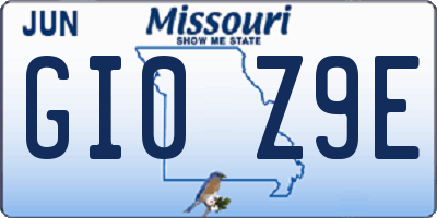 MO license plate GI0Z9E