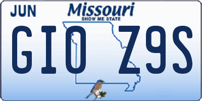 MO license plate GI0Z9S