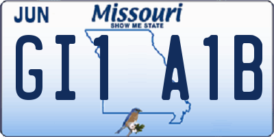 MO license plate GI1A1B