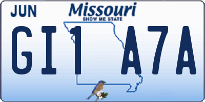 MO license plate GI1A7A