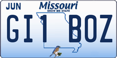 MO license plate GI1B0Z