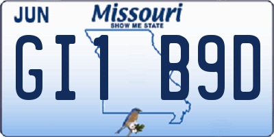 MO license plate GI1B9D