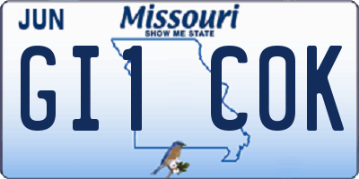 MO license plate GI1C0K