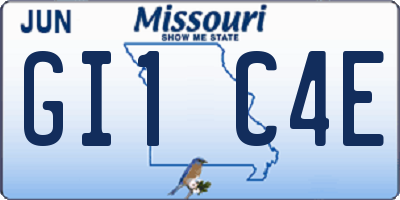 MO license plate GI1C4E