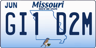 MO license plate GI1D2M